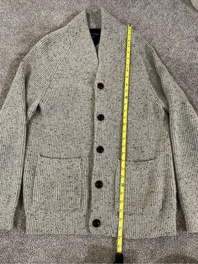 Tommy Hilfiger Neutral Speckled Knit Cardigan with Black Trim
